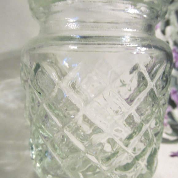 Vintage Anchor Hocking Diamond Cut Apothecary Jar Flower Bottom - Picture 2 of 10